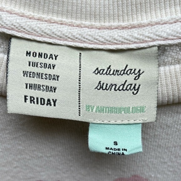 Anthropologie Saturday Sunday Fleur Cream Multicolored Sweatshirt Size Small - Picture 7 of 9